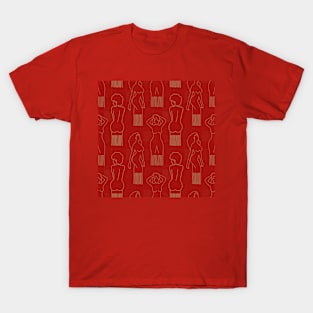 Beige woman-shaped comb on red background T-Shirt
